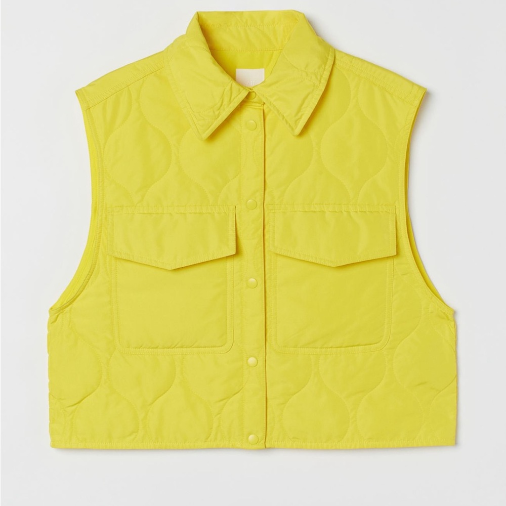 NWT H&M Cropped Quilted Vest - Yellow Size M